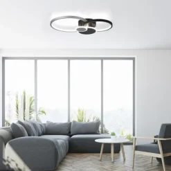 LED Deckenlampe schwarz aluminium 4 Ringe warmweiß energiesparend