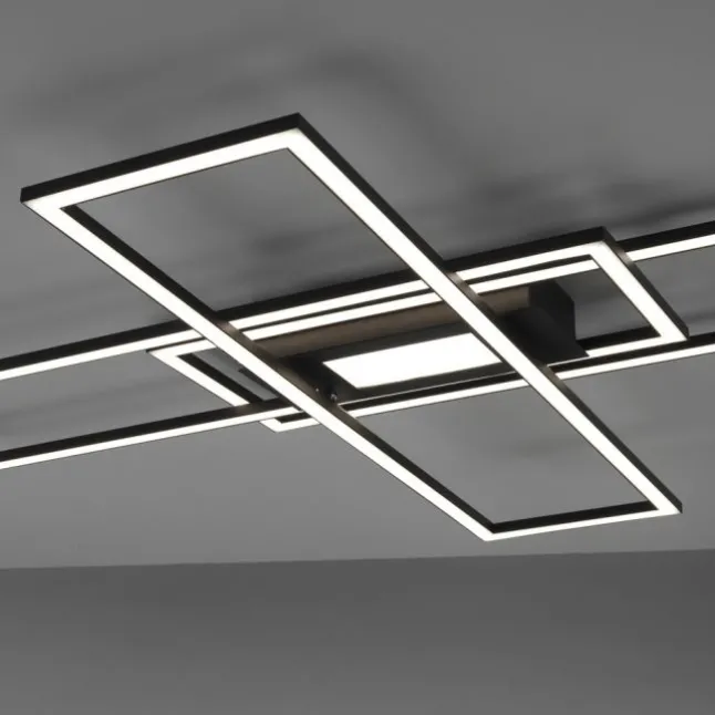 LED Deckenlampe schwarz 99x29cm rechteckig dimmbar Downlight+Sidelight