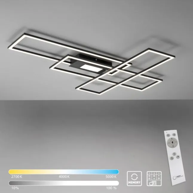 LED Deckenlampe schwarz 99x29cm rechteckig dimmbar Downlight+Sidelight