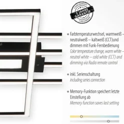 LED Deckenlampe schwarz 99x29cm rechteckig dimmbar Downlight+Sidelight