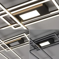 LED Deckenlampe schwarz 99x29cm rechteckig dimmbar Downlight+Sidelight