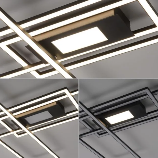 LED Deckenlampe schwarz 99x29cm rechteckig dimmbar Downlight+Sidelight