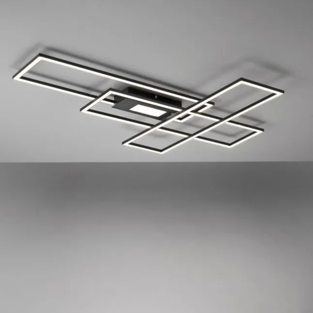 LED Deckenlampe schwarz 99x29cm rechteckig dimmbar Downlight+Sidelight