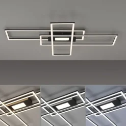 LED Deckenlampe schwarz 99x29cm rechteckig dimmbar Downlight+Sidelight