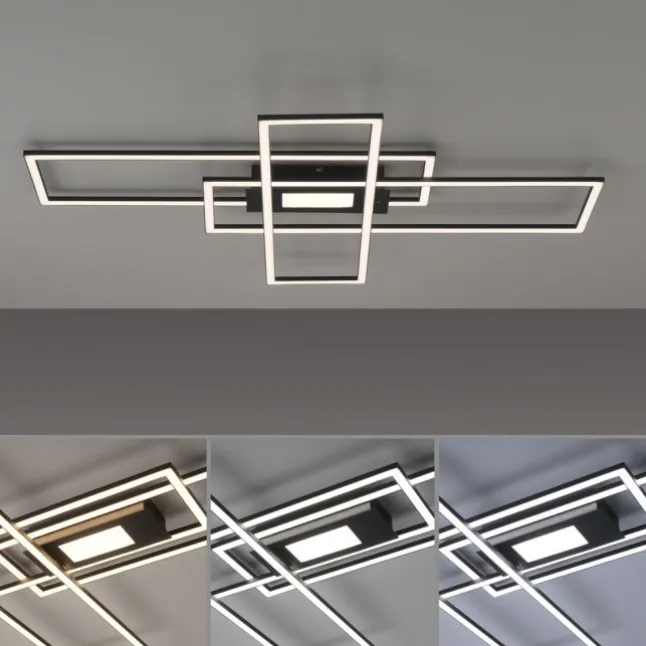 LED Deckenlampe schwarz 99x29cm rechteckig dimmbar Downlight+Sidelight