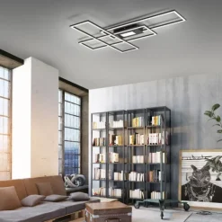 LED Deckenlampe schwarz 99x29cm rechteckig dimmbar Downlight+Sidelight