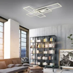 LED Deckenlampe silberfarbig 99x29cm rechteckig dimmbar Downlight+Sidelight