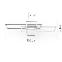 LED Deckenlampe silberfarbig 99x29cm rechteckig dimmbar Downlight+Sidelight