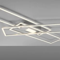 LED Deckenlampe silberfarbig 99x29cm rechteckig dimmbar Downlight+Sidelight