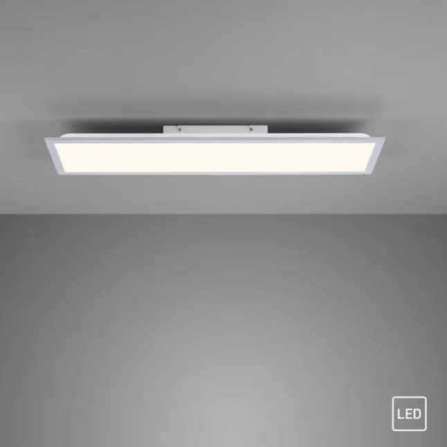 LED Deckenlampe silberfarbig energiesparend rechteckig 80x25 cm warmweiß