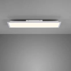 LED Deckenlampe silberfarbig energiesparend rechteckig 80x25 cm warmweiß