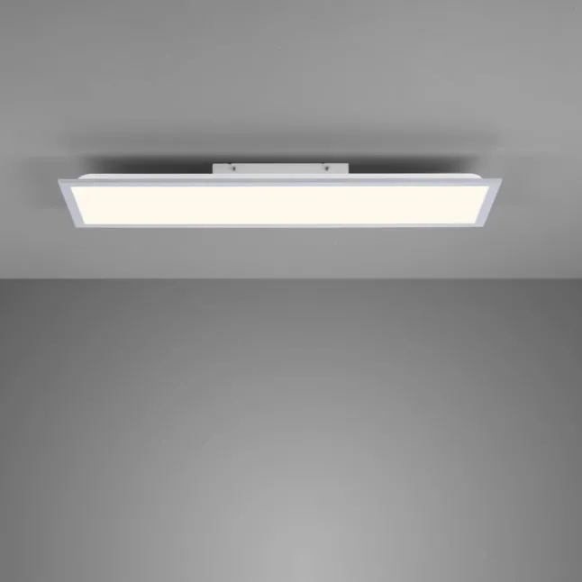 LED Deckenlampe silberfarbig energiesparend rechteckig 80x25 cm warmweiß