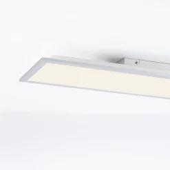 LED Deckenlampe silberfarbig energiesparend rechteckig 80x25 cm warmweiß