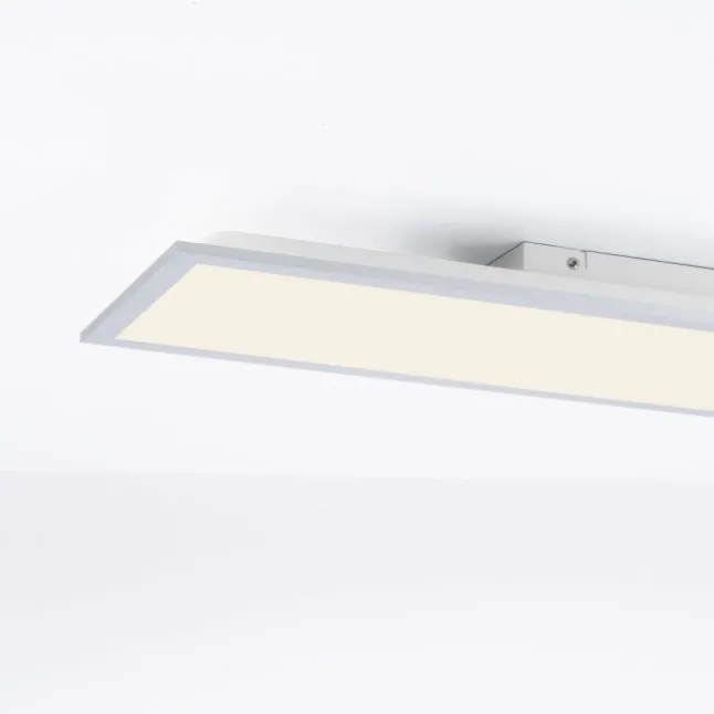 LED Deckenlampe silberfarbig energiesparend rechteckig 80x25 cm warmweiß