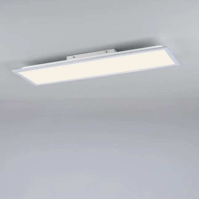 LED Deckenlampe silberfarbig energiesparend rechteckig 80x25 cm warmweiß
