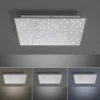 LED Deckenlampe, stahlfarben, quadratisch, Sternenhimmel-Optik, 45x45cm