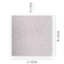 LED Deckenlampe, stahlfarben, quadratisch, Sternenhimmel-Optik, 45x45cm