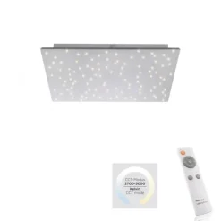 LED Deckenlampe, stahlfarben, quadratisch, Sternenhimmel-Optik, 45x45cm