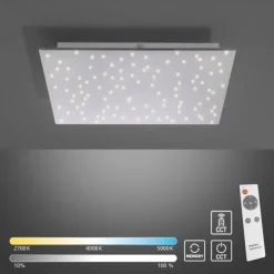 LED Deckenlampe, stahlfarben, quadratisch, Sternenhimmel-Optik, 45x45cm