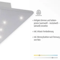 LED Deckenlampe, stahlfarben, quadratisch, Sternenhimmel-Optik, 45x45cm