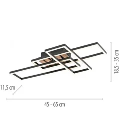 LED Deckenleuchte AKUSTIKA, Holz-natur, modern, schwarz, drehbar