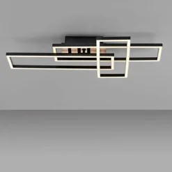 LED Deckenleuchte AKUSTIKA, Holz-natur, modern, schwarz, drehbar