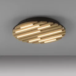 LED Deckenleuchte AKUSTIK, Holz-natur, rund