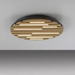 LED Deckenleuchte AKUSTIK, Holz-natur, rund