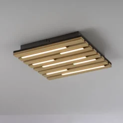 LED Deckenleuchte AKUSTIK, Holz-natur, quadratisch
