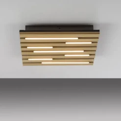 LED Deckenleuchte AKUSTIK, Holz-natur, quadratisch