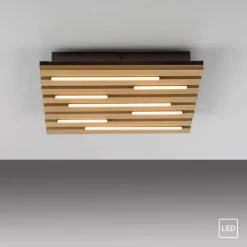 LED Deckenleuchte AKUSTIK, Holz-natur, quadratisch