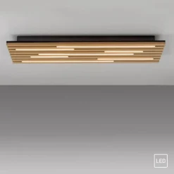 LED Deckenleuchte AKUSTIK, Holz-natur, Panel, rechteckig