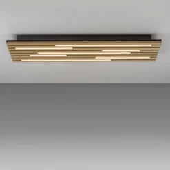 LED Deckenleuchte AKUSTIK, Holz-natur, Panel, rechteckig