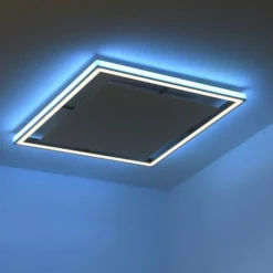 LED-Deckenleuchte, alufarben, Fernbedienung, RGB, CCT, Memory