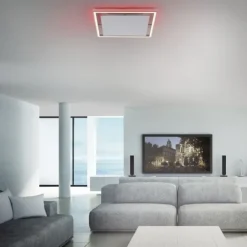 LED-Deckenleuchte, alufarben, Fernbedienung, RGB, CCT, Memory