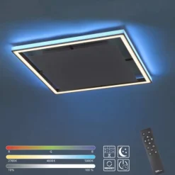 LED-Deckenleuchte, alufarben, Fernbedienung, RGB, CCT, Memory