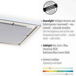 LED-Deckenleuchte, alufarben, Fernbedienung, RGB, CCT, Memory