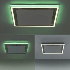 LED-Deckenleuchte, alufarben, Fernbedienung, RGB, CCT, Memory