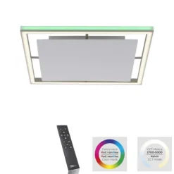 LED-Deckenleuchte, alufarben, Fernbedienung, RGB, CCT, Memory