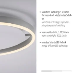 LED Deckenleuchte aluminium rund Ø40cm dimmbar Switchmo warmweiß
