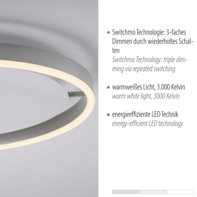 LED Deckenleuchte aluminium rund Ø40cm dimmbar Switchmo warmweiß