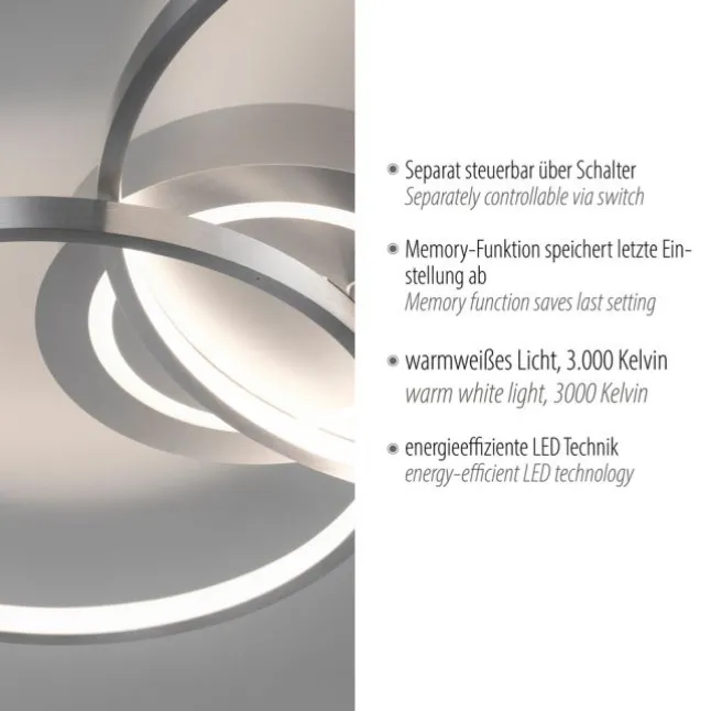 LED Deckenleuchte aluminium drehbar rund Lichtring getrennt schaltbar