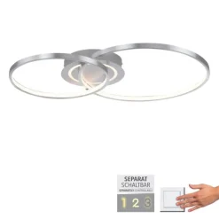 LED Deckenleuchte aluminium drehbar rund Lichtring getrennt schaltbar