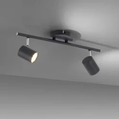 LED Deckenleuchte, anthrazit, 2 Flammig, schwenkbare Leuchtspots