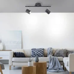 LED Deckenleuchte, anthrazit, 2 Flammig, schwenkbare Leuchtspots