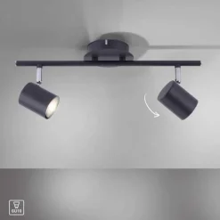 LED Deckenleuchte, anthrazit, 2 Flammig, schwenkbare Leuchtspots