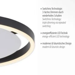 LED Deckenleuchte anthrazit rund Ø40cm dimmbar Switchmo warmweiß