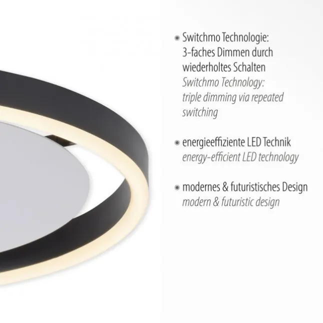 LED Deckenleuchte anthrazit rund Ø40cm dimmbar Switchmo warmweiß