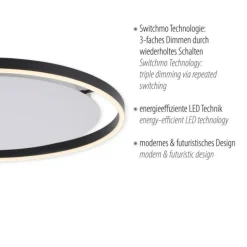 LED Deckenleuchte anthrazit rund Ø60cm dimmbar Switchmo warmweiß