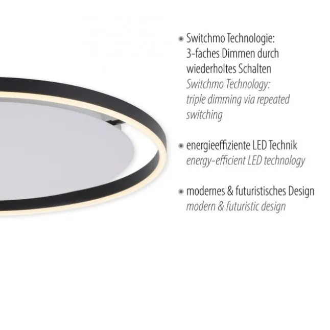 LED Deckenleuchte anthrazit rund Ø60cm dimmbar Switchmo warmweiß